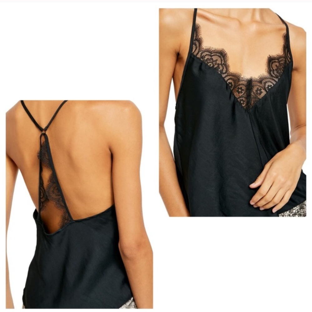 Free People BLACK Starlight lace camisole top NWT!